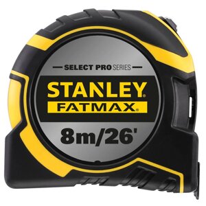 Рулетка вимірювальна FatMaxAutolock довжиною 8 м/26, шириною 25 мм, в обгумованому корпусі, з подвійною шкалою STANLEY