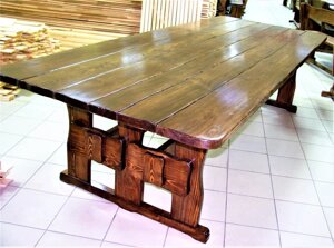 Дерев'яний стіл 3000х1200 мм під старовину ручної роботи для кафе, дачі від виробника. Wood Table 19