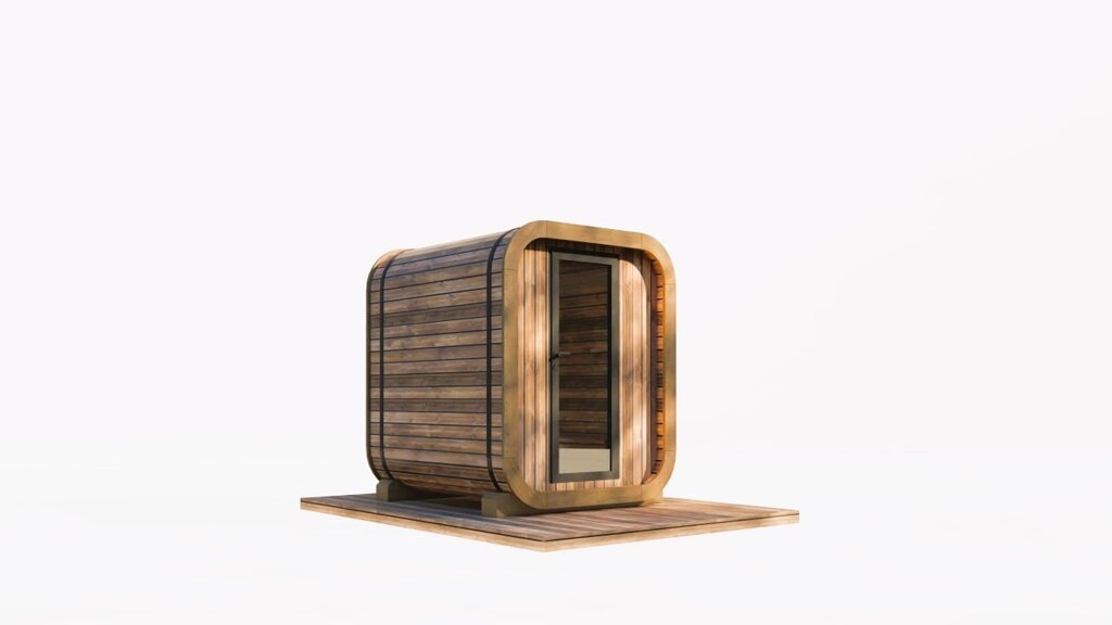 Сауна Mini-Cube з термодерева 1,75х1,3хh2,0м Gartensauna-28 для 2 персон виробництва  Thermowood Production від компанії Група компаній "Промконтракт ЛТД" - фото 1