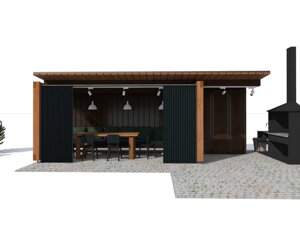 Сучасна альтанка 7,0х3,0м для зон барбекю Modern Gazebo 10 від виробника Thermowood Production