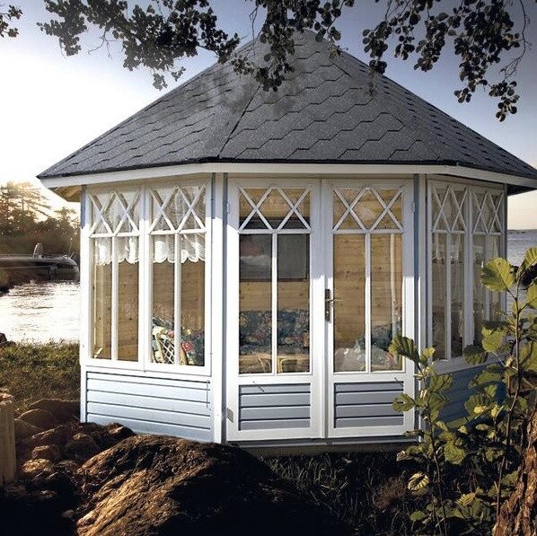 Восьмигранна закрита альтанка 9 м2 з дерева для дачі від виробника Wood Gazebo 017 від компанії Група компаній "Промконтракт ЛТД" - фото 1