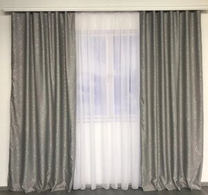 Комплект штор у зал, спальню, дитячу кімнату сірого кольору