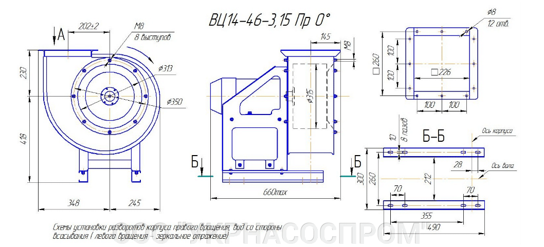 Вентилятор ВЦ 14-46 №3,15 1,5 кВт 1500 об/мин