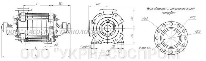 насос ЦНС 300-600 цена чертеж размеры с электродвигателем производство украина