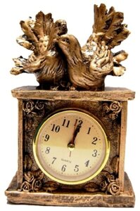 Годинник статуетка голуби під бронзу 110х170х60 мм