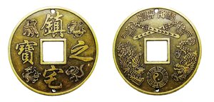 Монета дракон фенікс фен шуй А1 60х60х2 мм