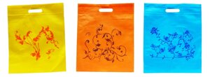 Пакет подарунковий з тканини 1 шт. колір - жовтий, оранжевий, синій 300х375х3 мм