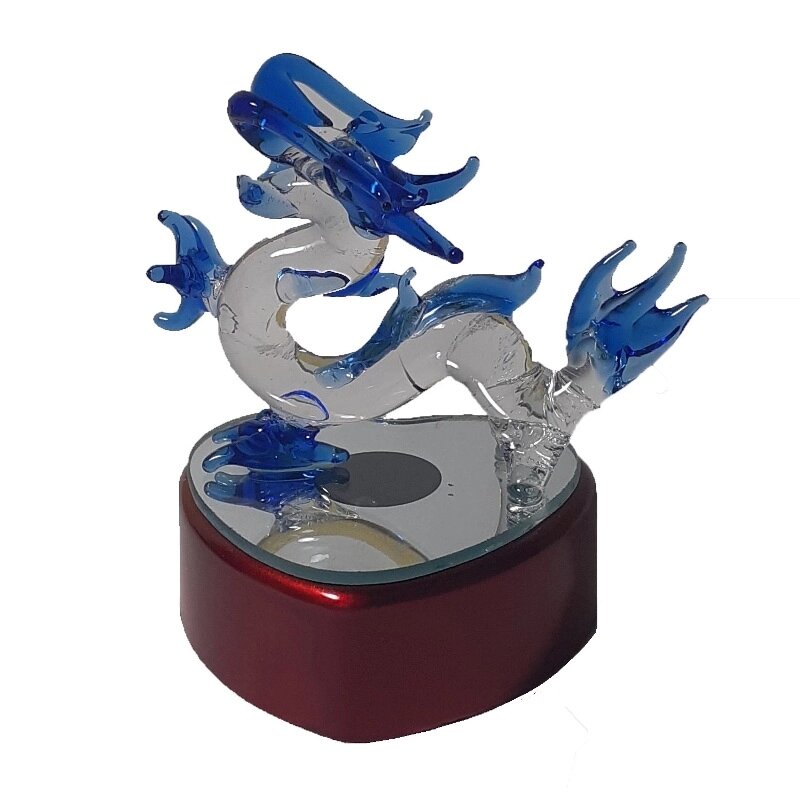 Статуетка дракон цвет син iй з подсветкой из стекла 60х90х60 мм - інтернет магазин