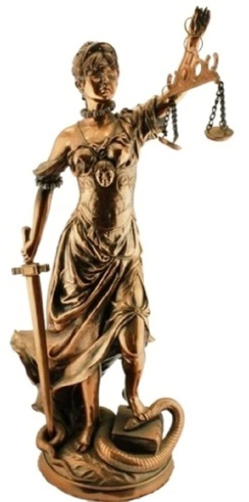 Статуетка Феміда під бронзу, покрита латунню 250х560х200 мм - наявність