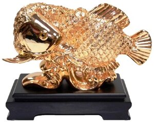 Статуэтка рыба Араван золото 210х190х80 мм