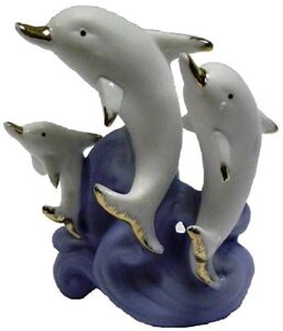 Статуетка три дельфіна з порцеляни морська тематика 110х130х60 мм