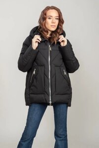 Жіноча куртка зимова кокон 54 чорний
