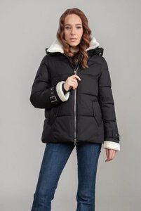 Жіноча зимова куртка з овчиною M чорний