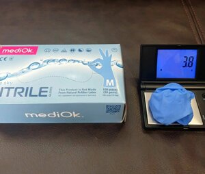 Нітрилові рукавички блакитні MediOk 3,8 г 100 шт. (50 пар)