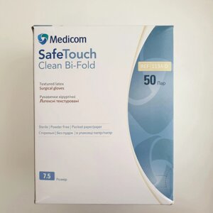 Рукавички латексні без пудри Medicom Clean Bi-Fold Стерильні 7,5