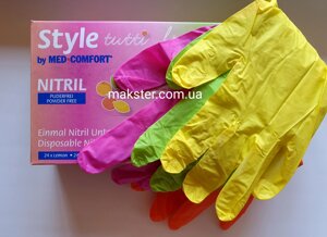 Рукавички нітрилові різнобарвні (4 кольори) Style Tutti Frutti  96 шт