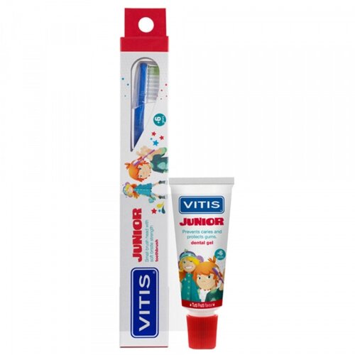 Щітка зубна м'яка для дітей віком від 6 до 14 років VITIS JUNIOR + VITIS JUNIOR паста-гель для дітей 15 мл