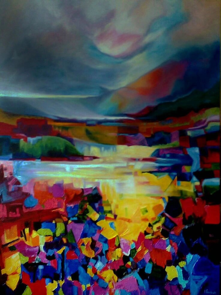 Картина маслом "Осінній вечір в Сванетії" від компанії Інна Гончарова. Живопис. - фото 1