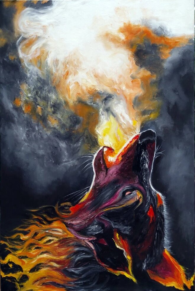 Картина "Вогняний вовк" від компанії Інна Гончарова. Живопис. - фото 1