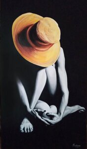 Картина маслом "Девушка в капелюсі"
