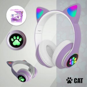 Бездротові навушники з bluetooth CAT STN-28 фіолетові / Бездротові навушники дитячі VB-298 з вушками