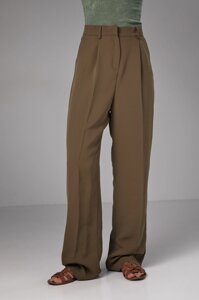 Классические брюки со стрелками прямого кроя - хаки цвет, L (есть размеры)