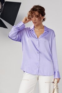 Шовкова блуза на гудзиках - фіолетовий колір, M (є розміри)