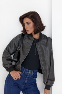 Жіноча куртка-бомбер в вінтажному стилі - чорний колір, M (є розміри)