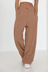 Жіночі штани вільного крою з кишенями - коричневий колір, L ( є розміри )