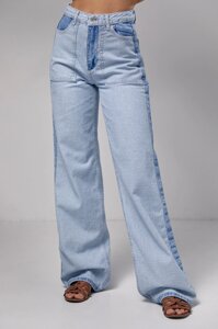 Женские джинсы с лампасами и накладными карманами - голубой цвет, 36р (есть размеры)