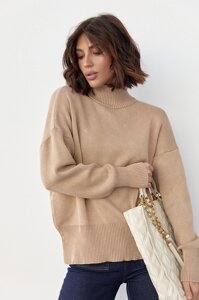 Женский свитер в технике тай-дай - светло-коричневый цвет, S (есть размеры)