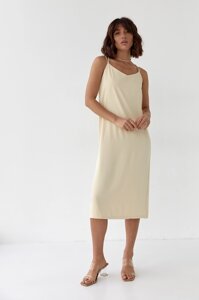 Жіноче плаття-комбінація на тонких бретелях - кремовий колір, S ( є розміри )