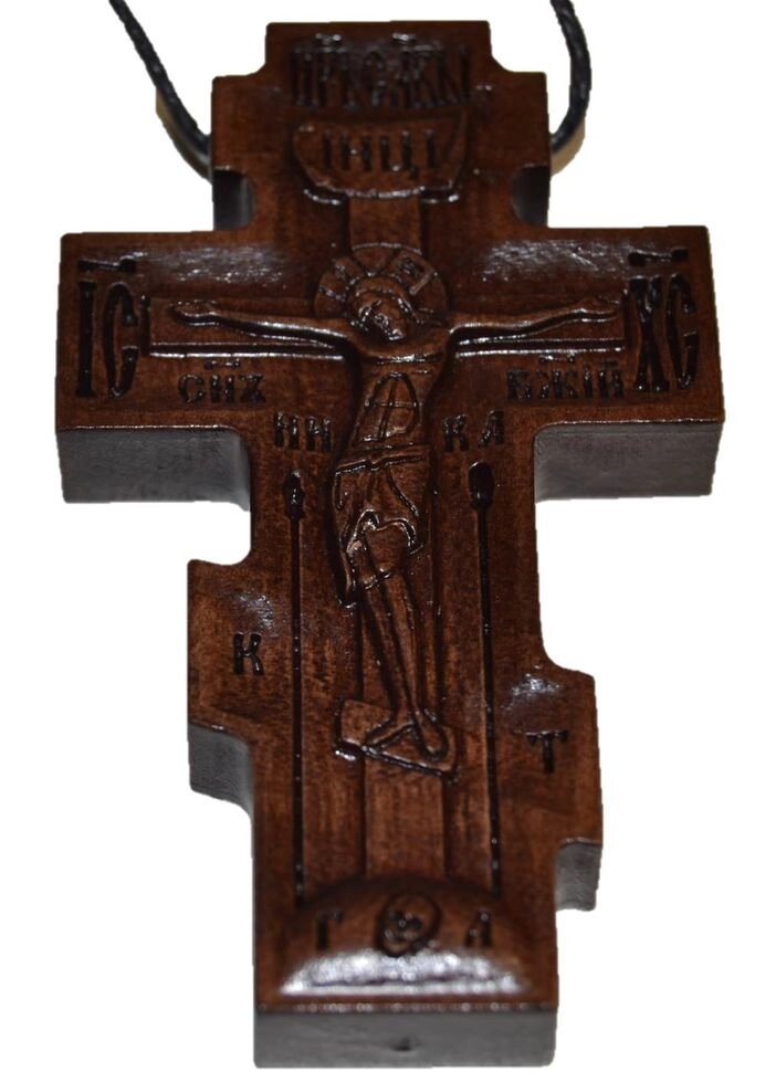 Чоловік дерев'яний хрест з молитвою і іконою від компанії Іконна лавка - фото 1