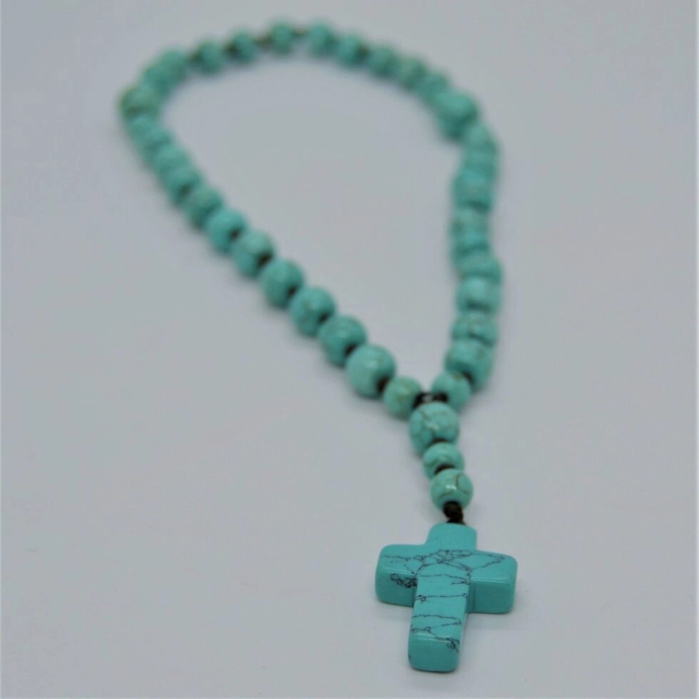 Чотки Бірюза з хрестом на 37 намистин від компанії Іконна лавка - фото 1