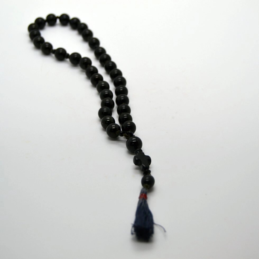 Чотки Гагат з пензлем і хрестом на 34 намистини від компанії Іконна лавка - фото 1