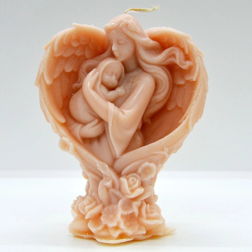 Декоративна ароматична свічка "Діва Марія з малюком" персиковий від компанії Іконна лавка - фото 1
