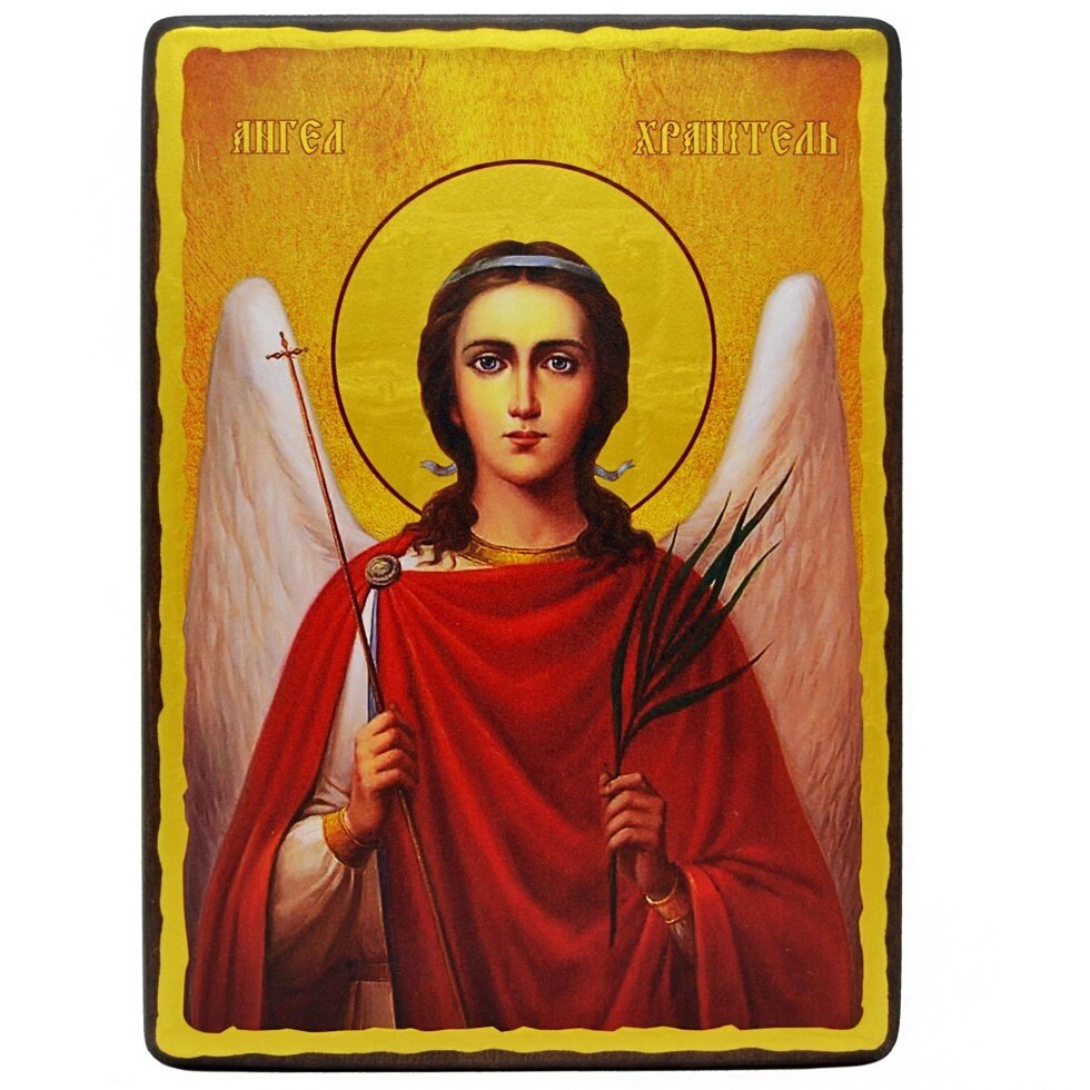 Дерев'яна ікона Ангел Хранитель 15x20 см від компанії Іконна лавка - фото 1
