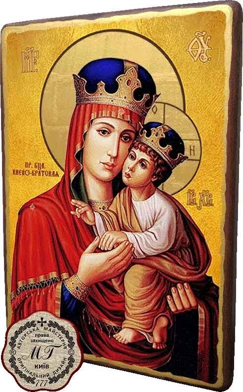 Дерев'яна ікона Пресвята Богородиця Києво-Братська 15x20 см від компанії Іконна лавка - фото 1