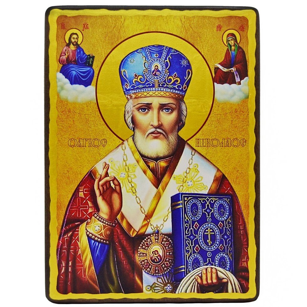 Дерев'яна ікона Святий Миколай 15x20 см від компанії Іконна лавка - фото 1