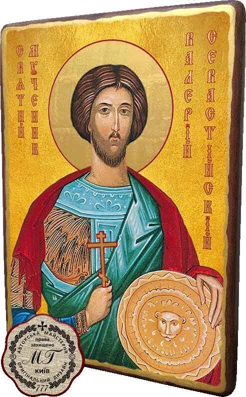 Дерев'яна ікона Святий мученик Валерій Севастійський 15x20 см від компанії Іконна лавка - фото 1