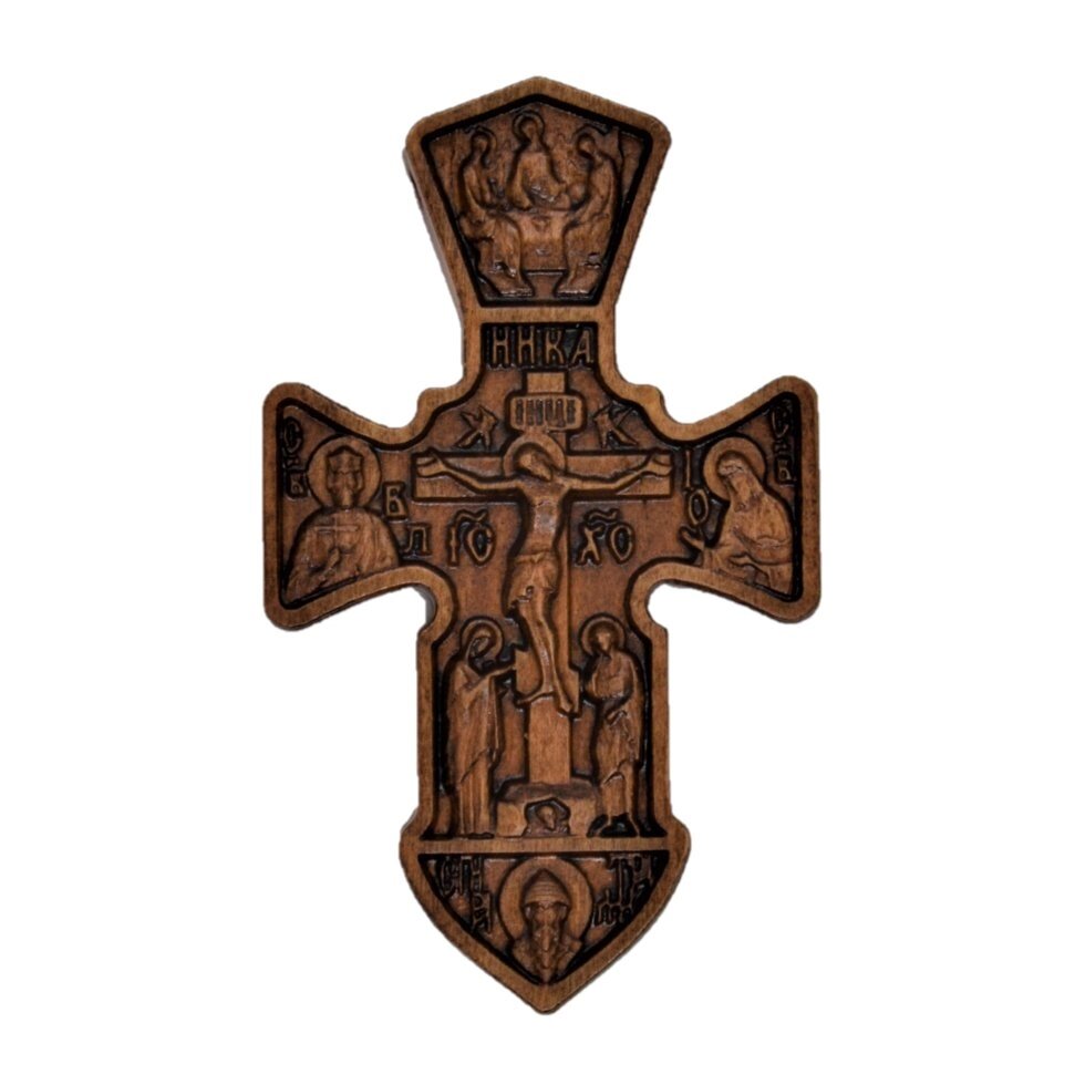 Дерев'яний хрест з розп'яттям і способом Архангела Михайла від компанії Іконна лавка - фото 1