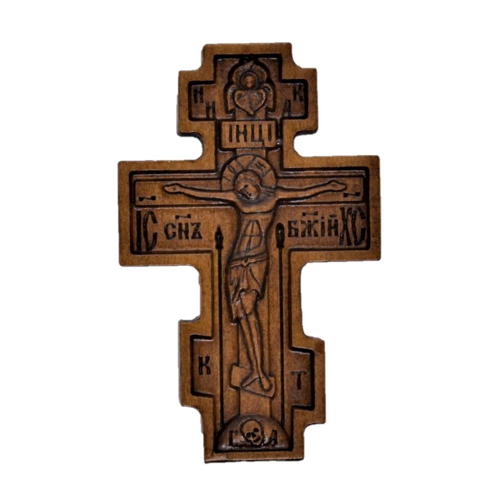 Дерев'яний хрест з розп'яттям і способом Серафима Саровського від компанії Іконна лавка - фото 1