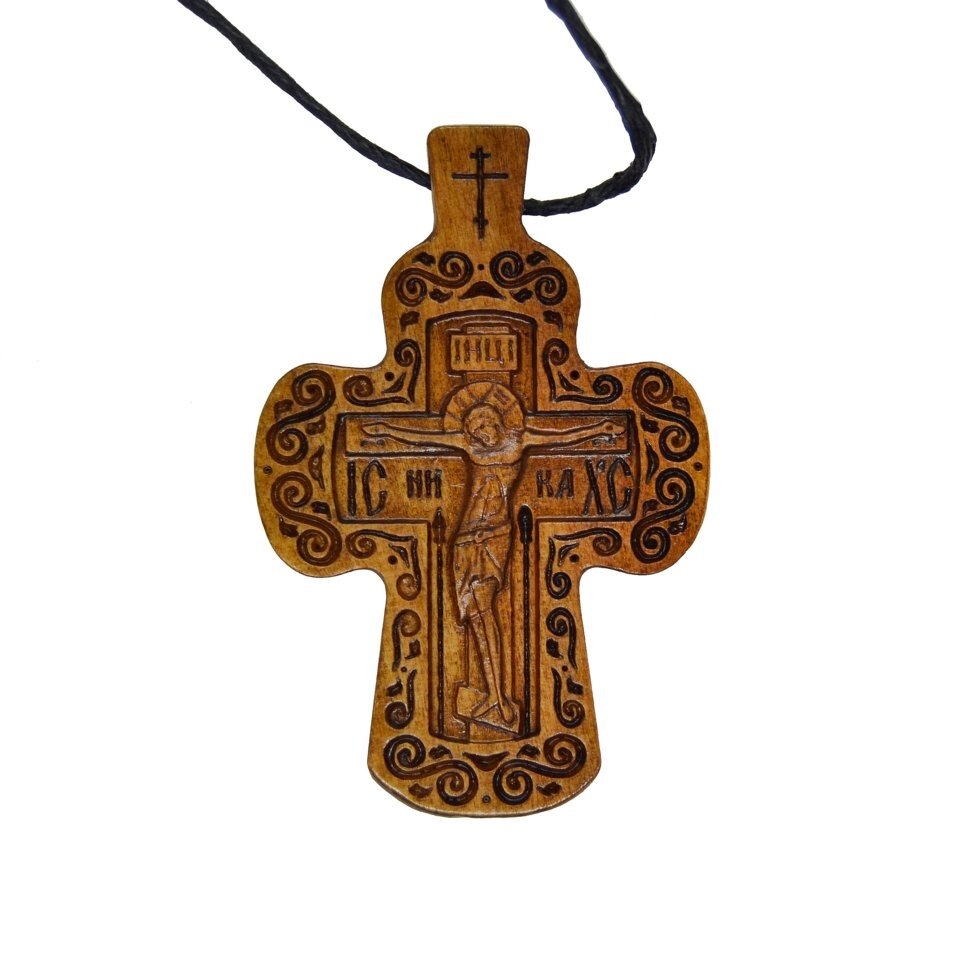 Дерев'яний хрестик з візерунком від компанії Іконна лавка - фото 1
