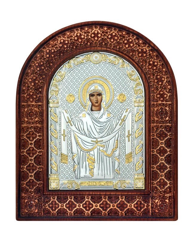 Греческая икона в резной раме "Покров Пресвятой Богородицы" від компанії Іконна лавка - фото 1