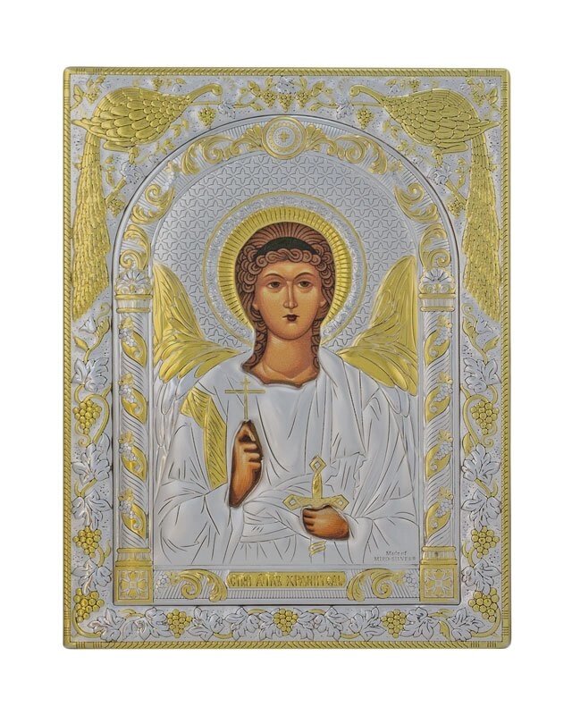 Греческая икона прямоугольная "Ангел Хранитель" 120х160мм від компанії Іконна лавка - фото 1