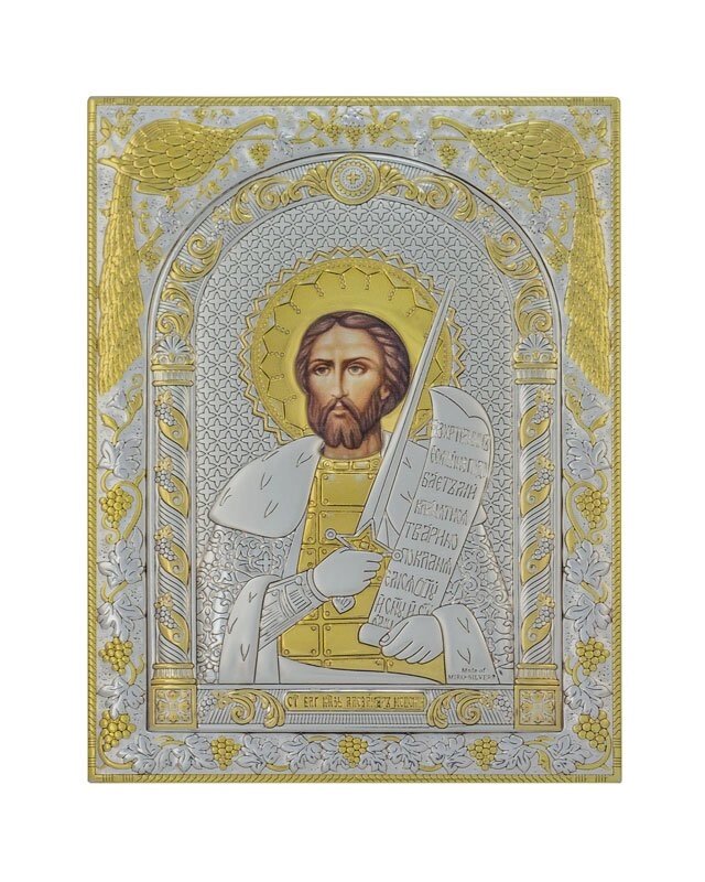 Грецька ікона прямокутна "Святий Олександр Невський" від компанії Іконна лавка - фото 1