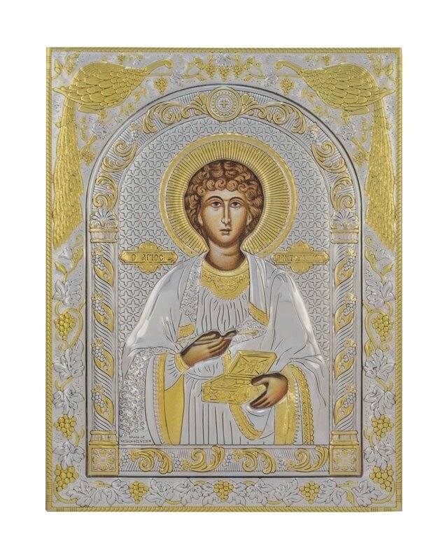 Грецька ікона прямокутна "Святий Пантелеймон" від компанії Іконна лавка - фото 1