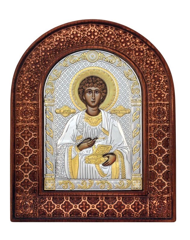 Грецька ікона в різьбленій рамі "Пантелеймон" від компанії Іконна лавка - фото 1