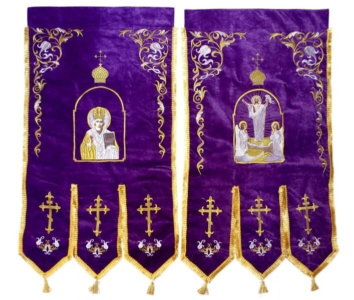 Хоругви тканинні (пара) з ликами святих від компанії Іконна лавка - фото 1