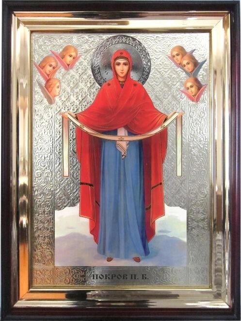 Храмова ікона Покрову Пресвятої Богородиці 56х46 см від компанії Іконна лавка - фото 1